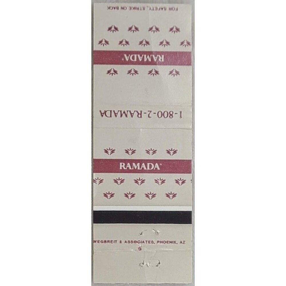 Ramada Hotel Matchbook Cover National Inns Renaissance Simple Brown on White - Picture 2 of 5